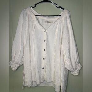 We The Free Free People Women's White Button-Up Top